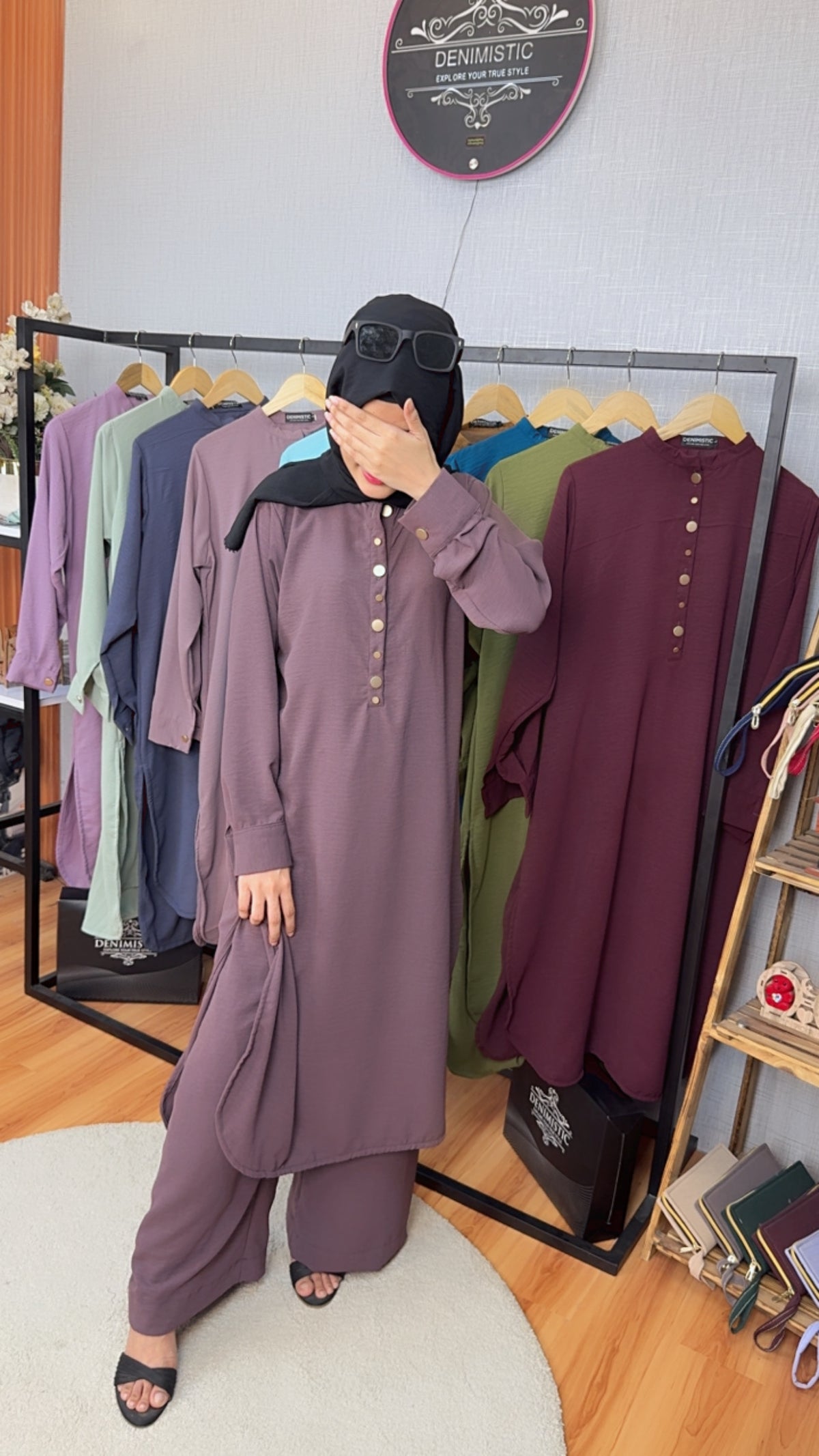 Royal Mauve Button-Down Modest Suit