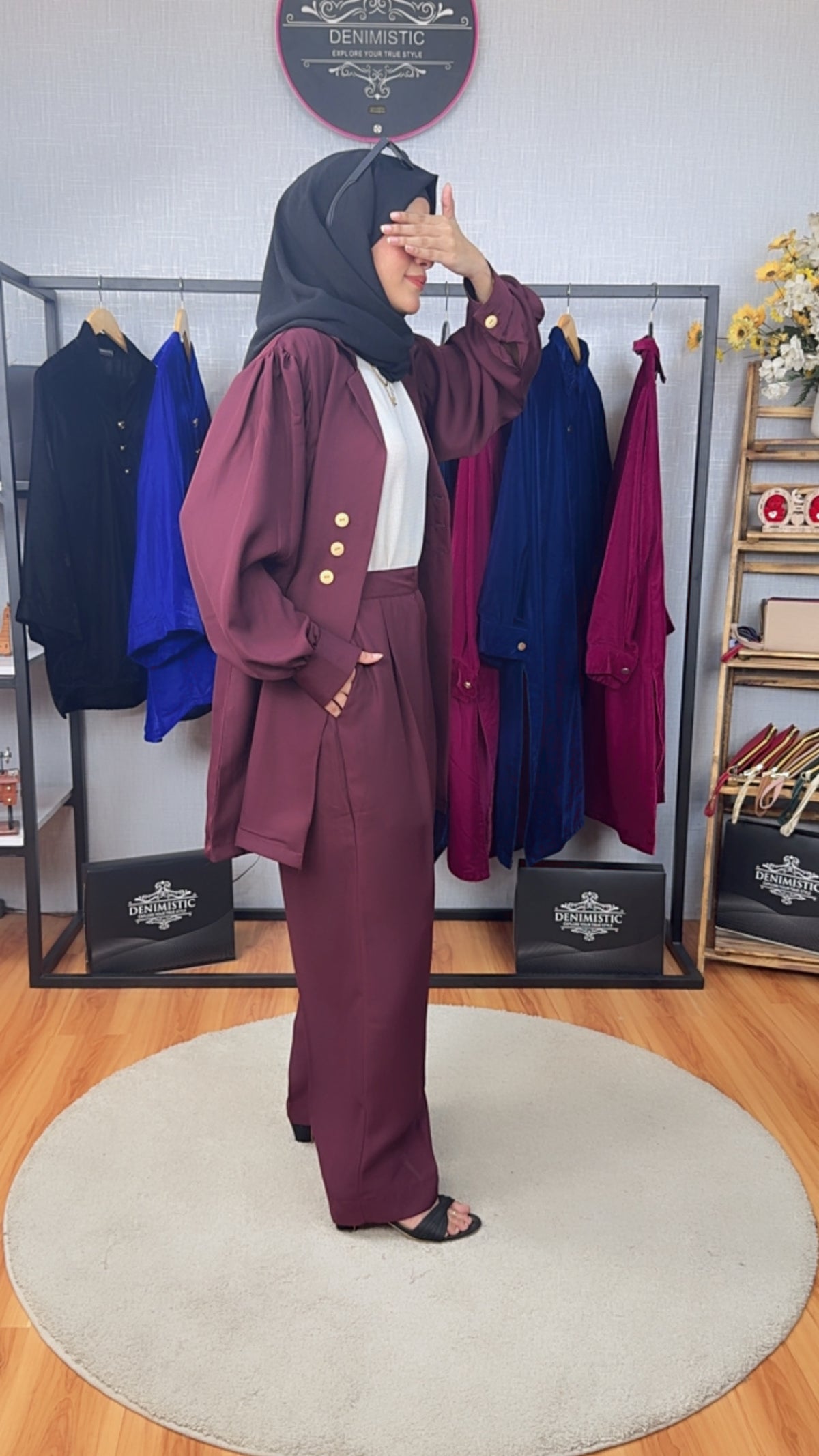Maroon Luxe Modest 3-Piece Suit