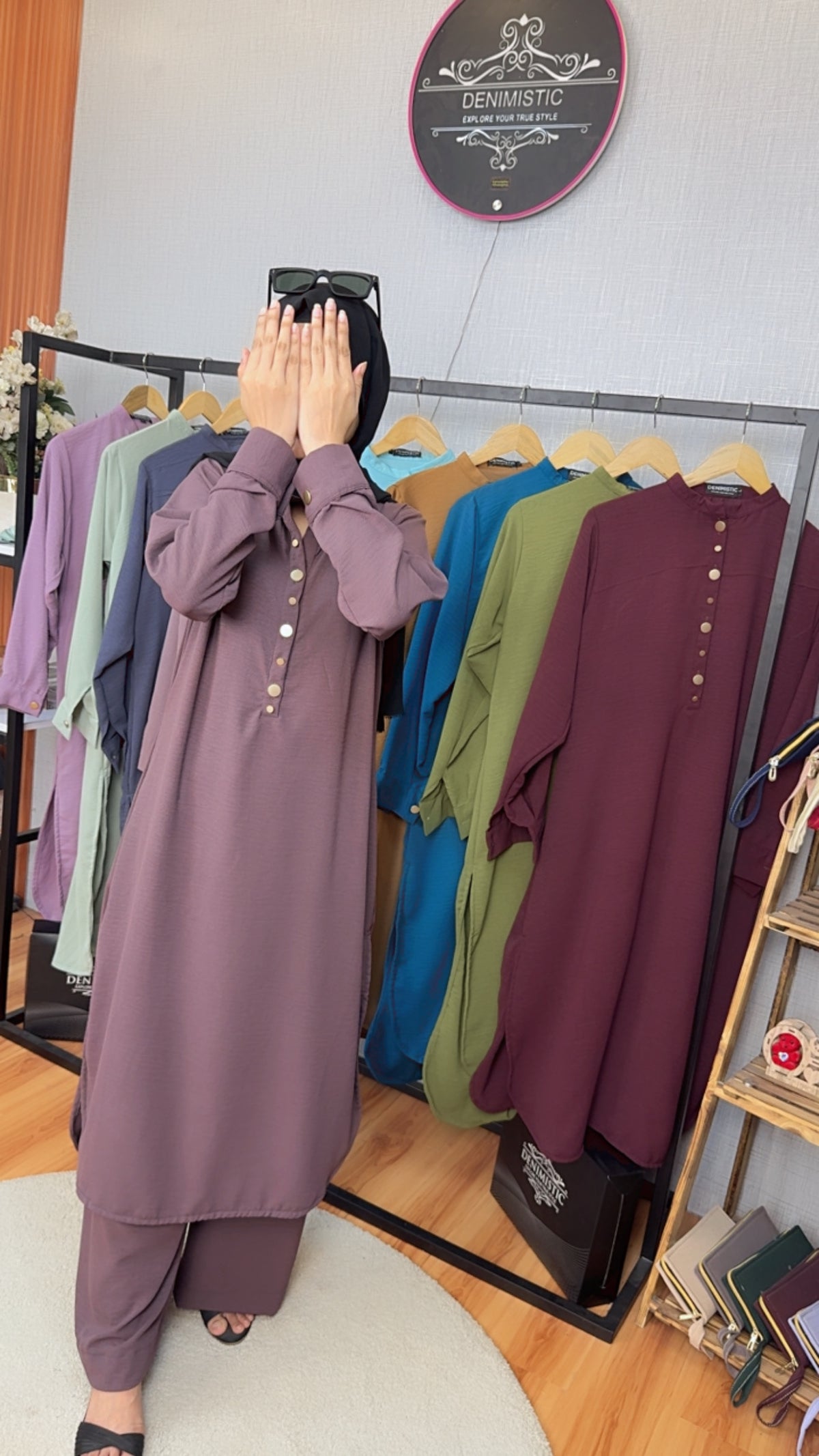 Royal Mauve Button-Down Modest Suit