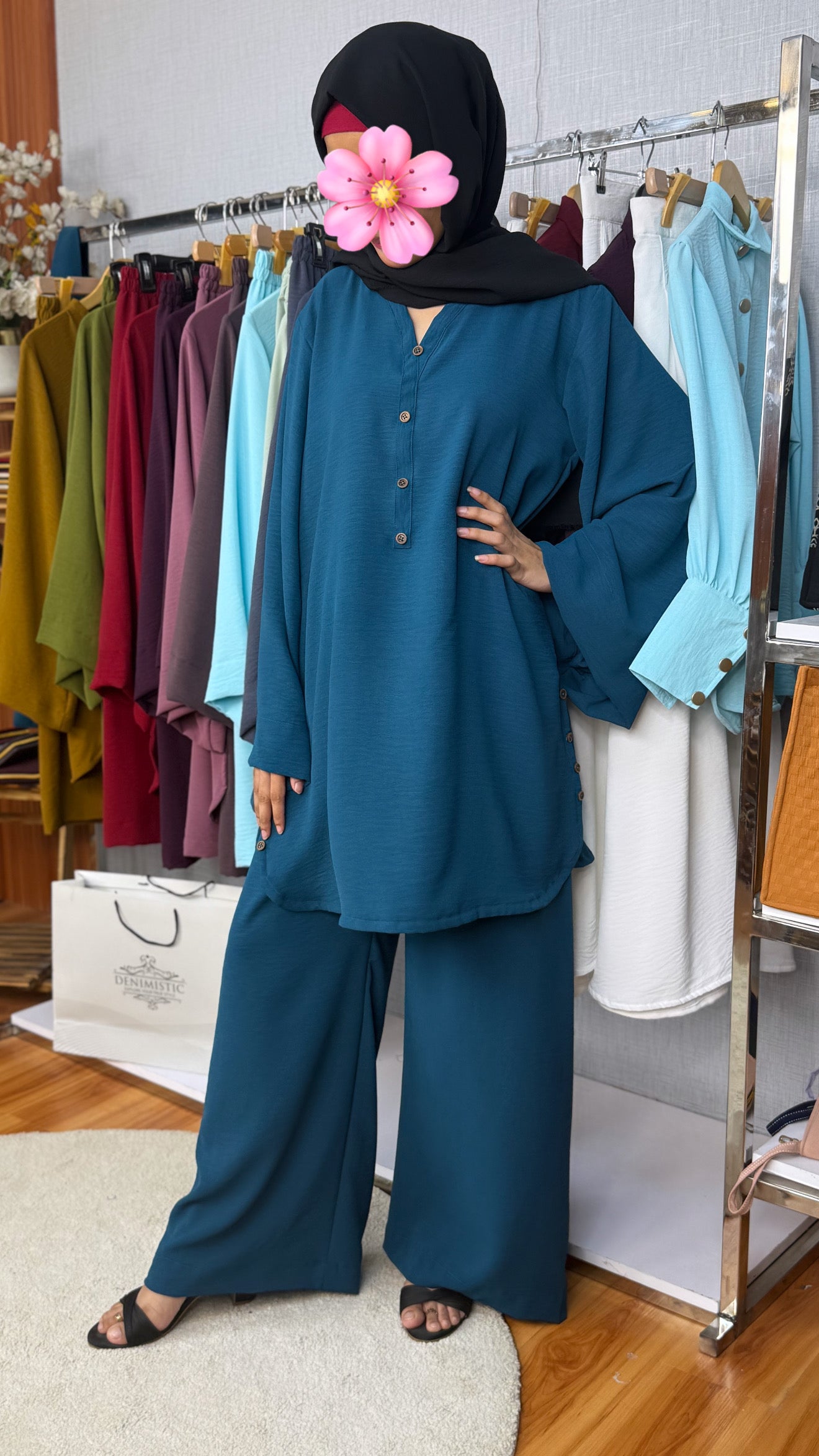 Elegant Teal Modest Co-Ord Set
