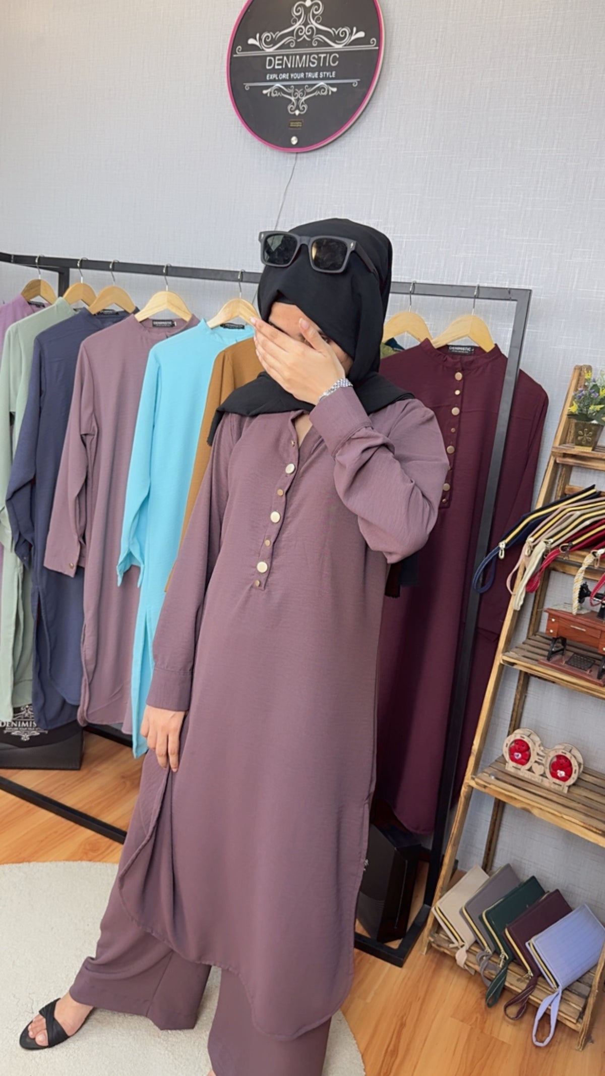 Royal Mauve Button-Down Modest Suit