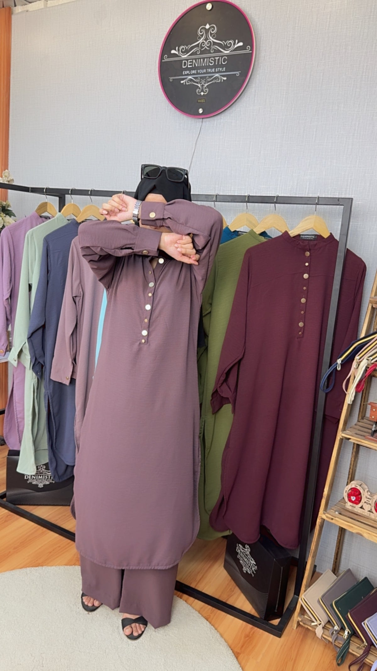 Royal Mauve Button-Down Modest Suit