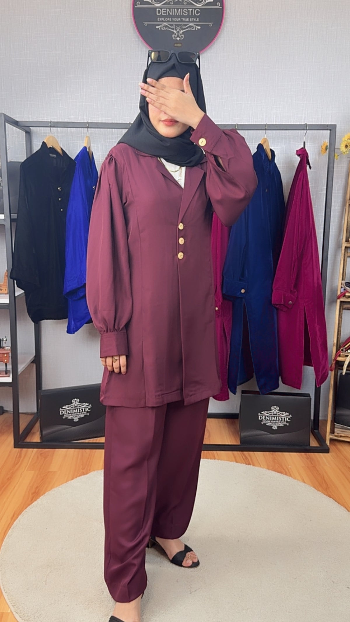 Maroon Luxe Modest 3-Piece Suit