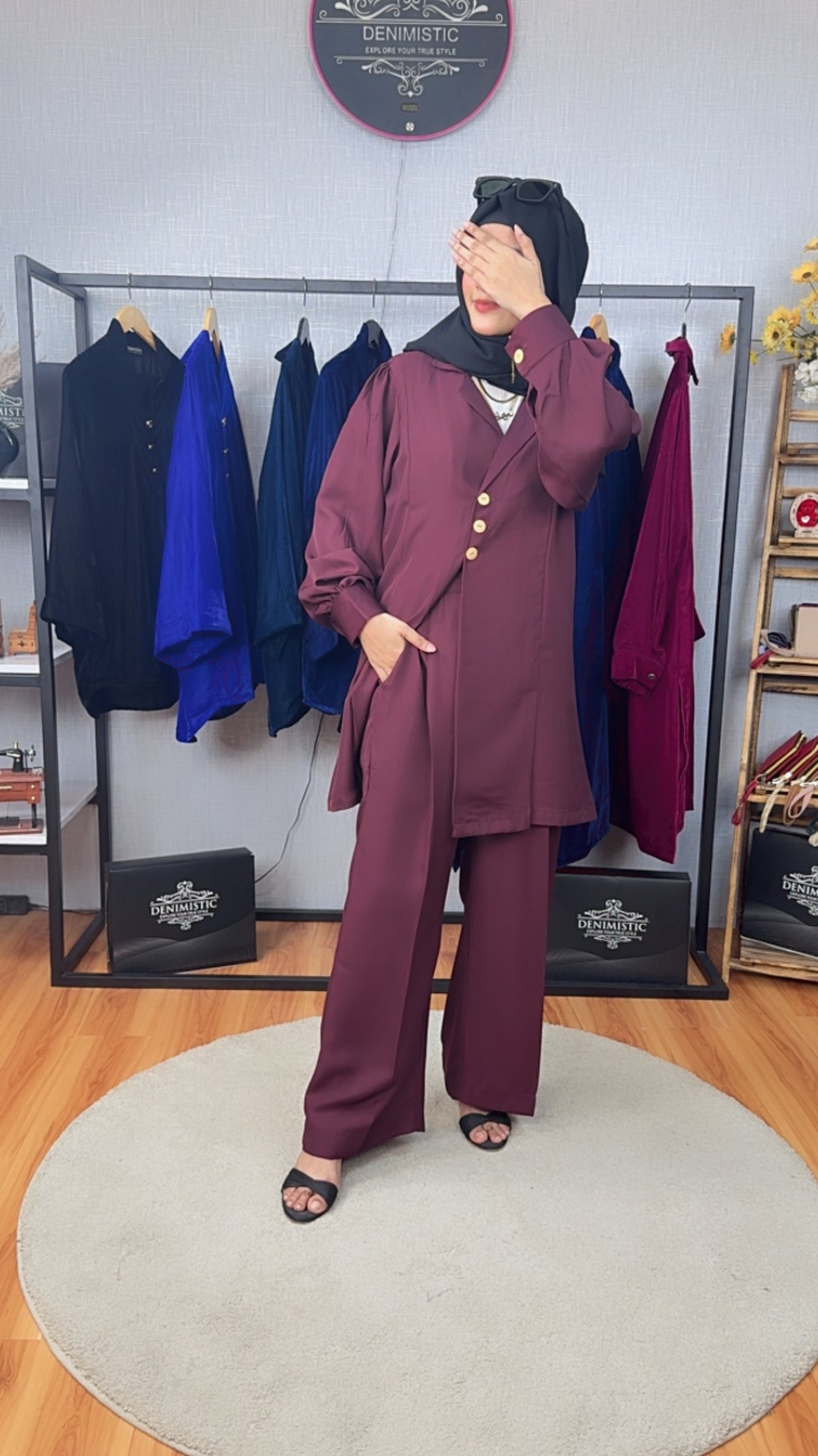 Maroon Luxe Modest 3-Piece Suit