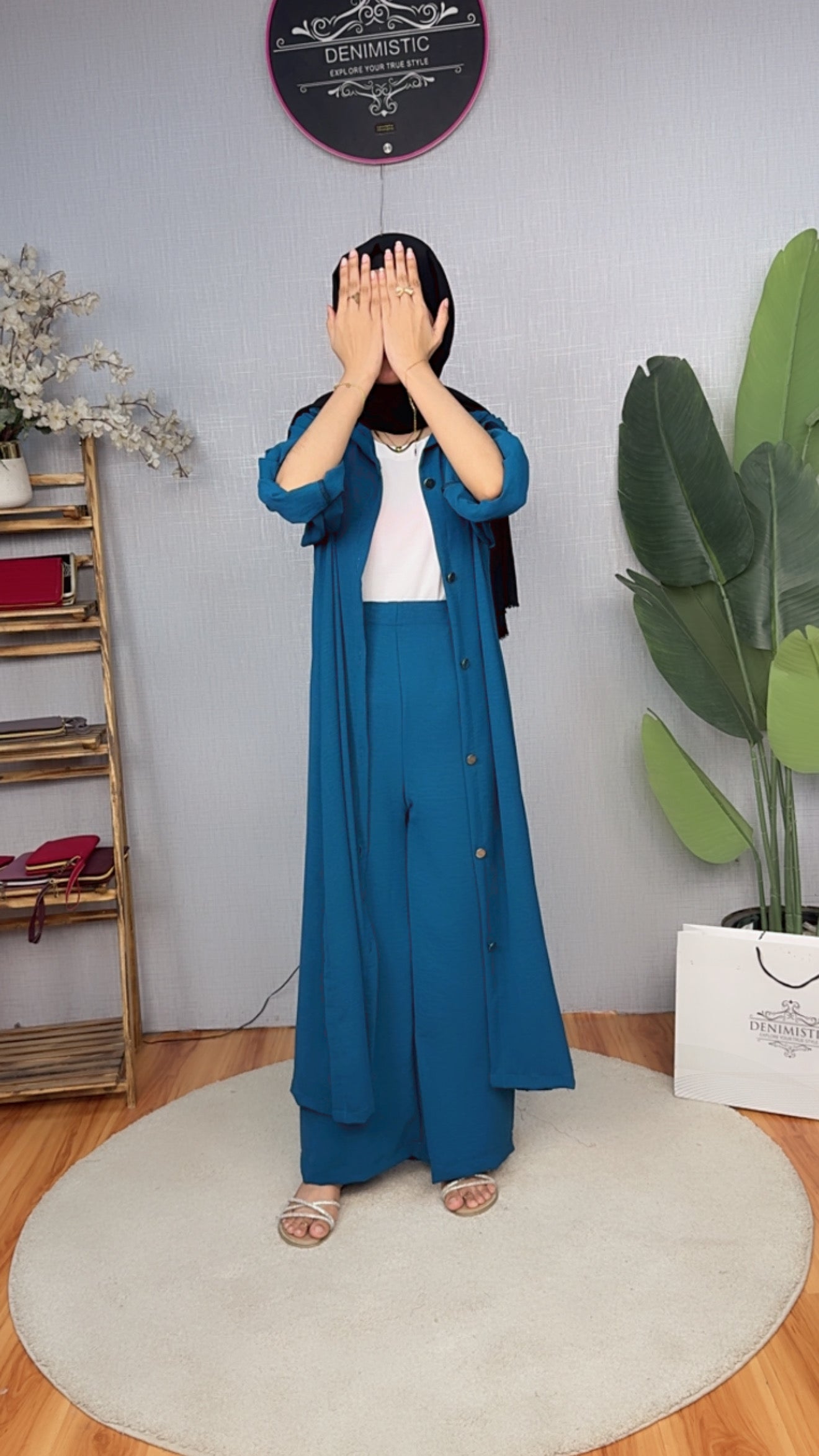 Ocean Blue Button-Down Co-Ord Set