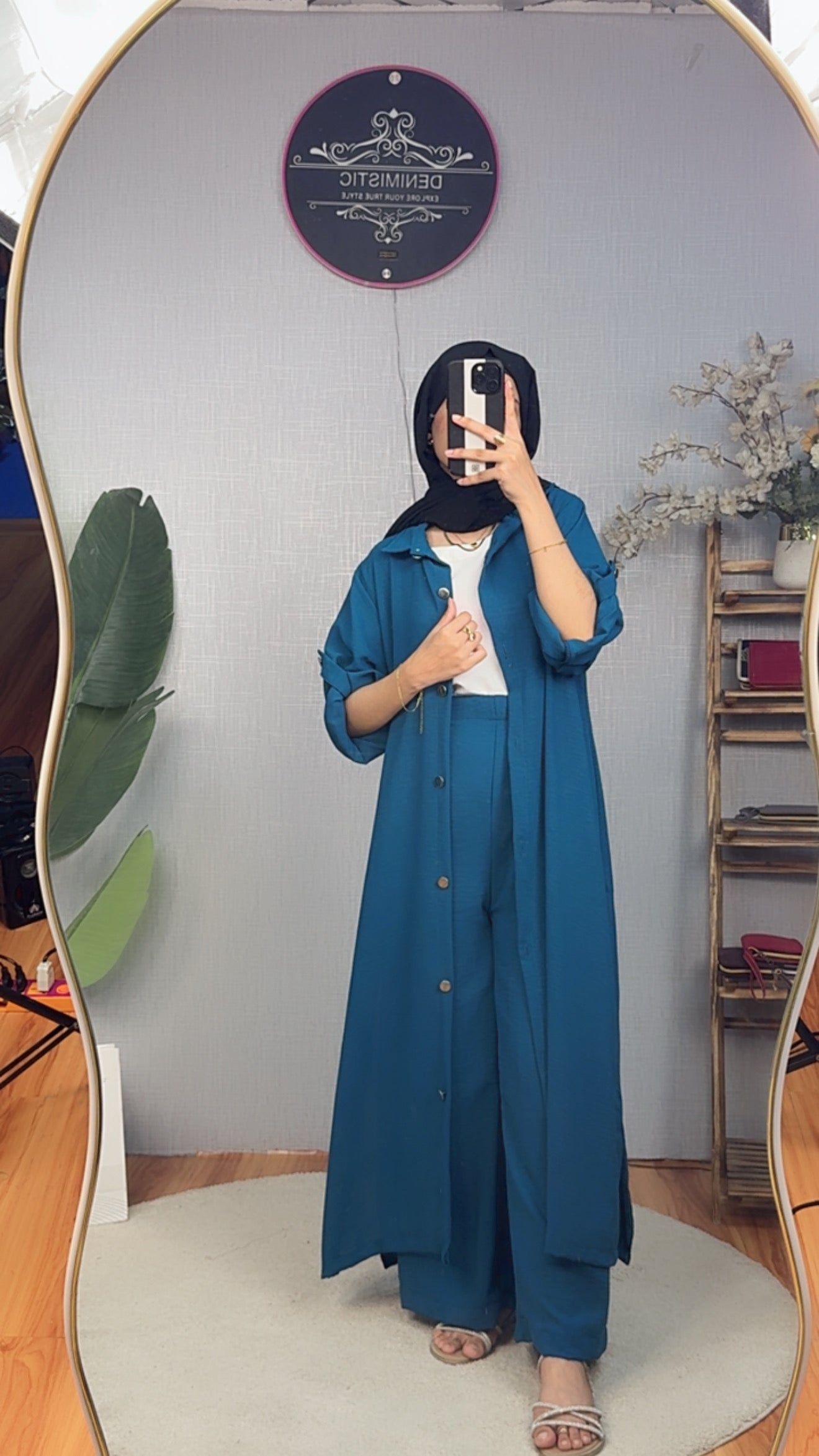 Ocean Blue Button-Down Co-Ord Set