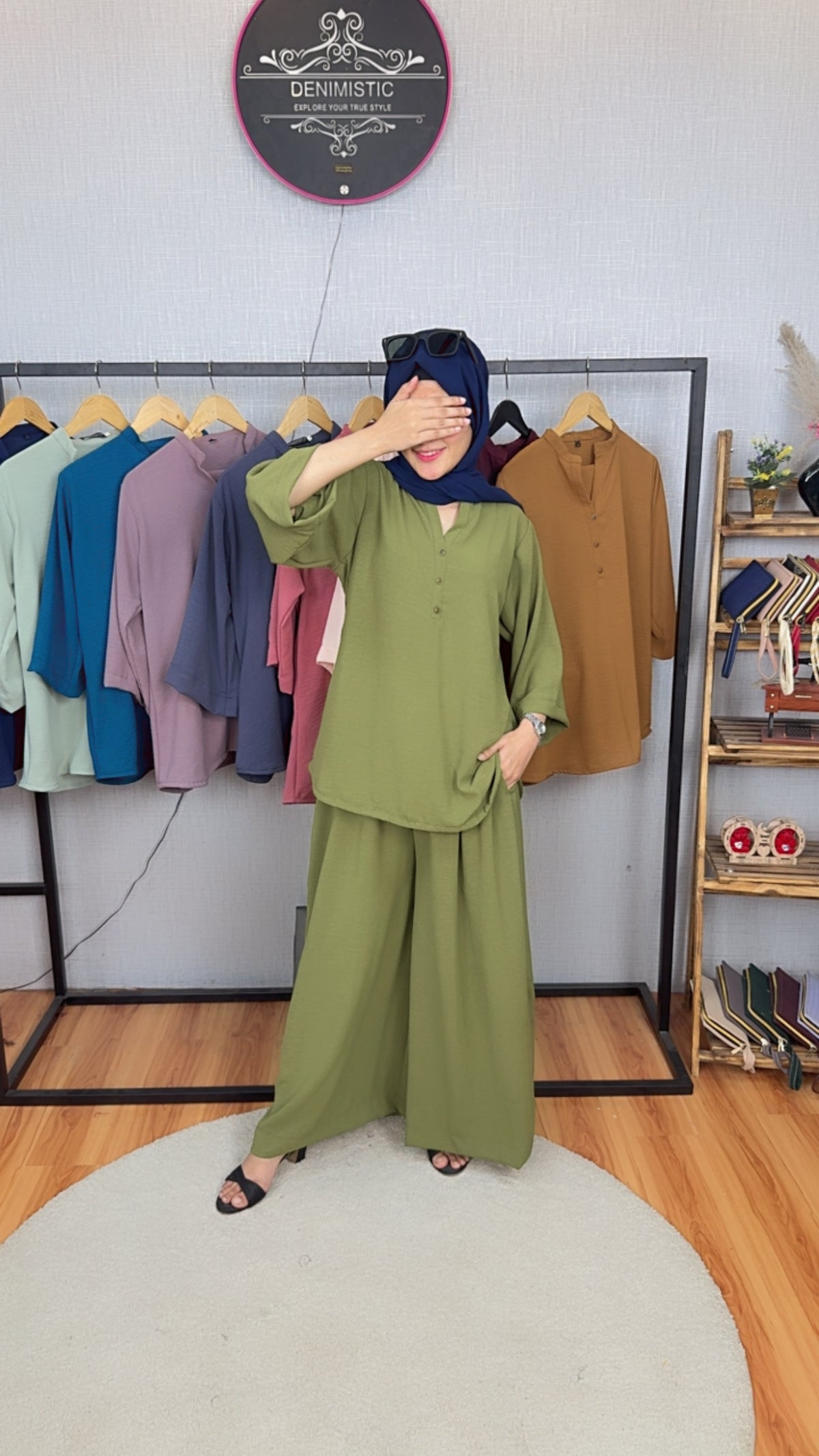Olive Grace Wide-Leg Co-Ord Set