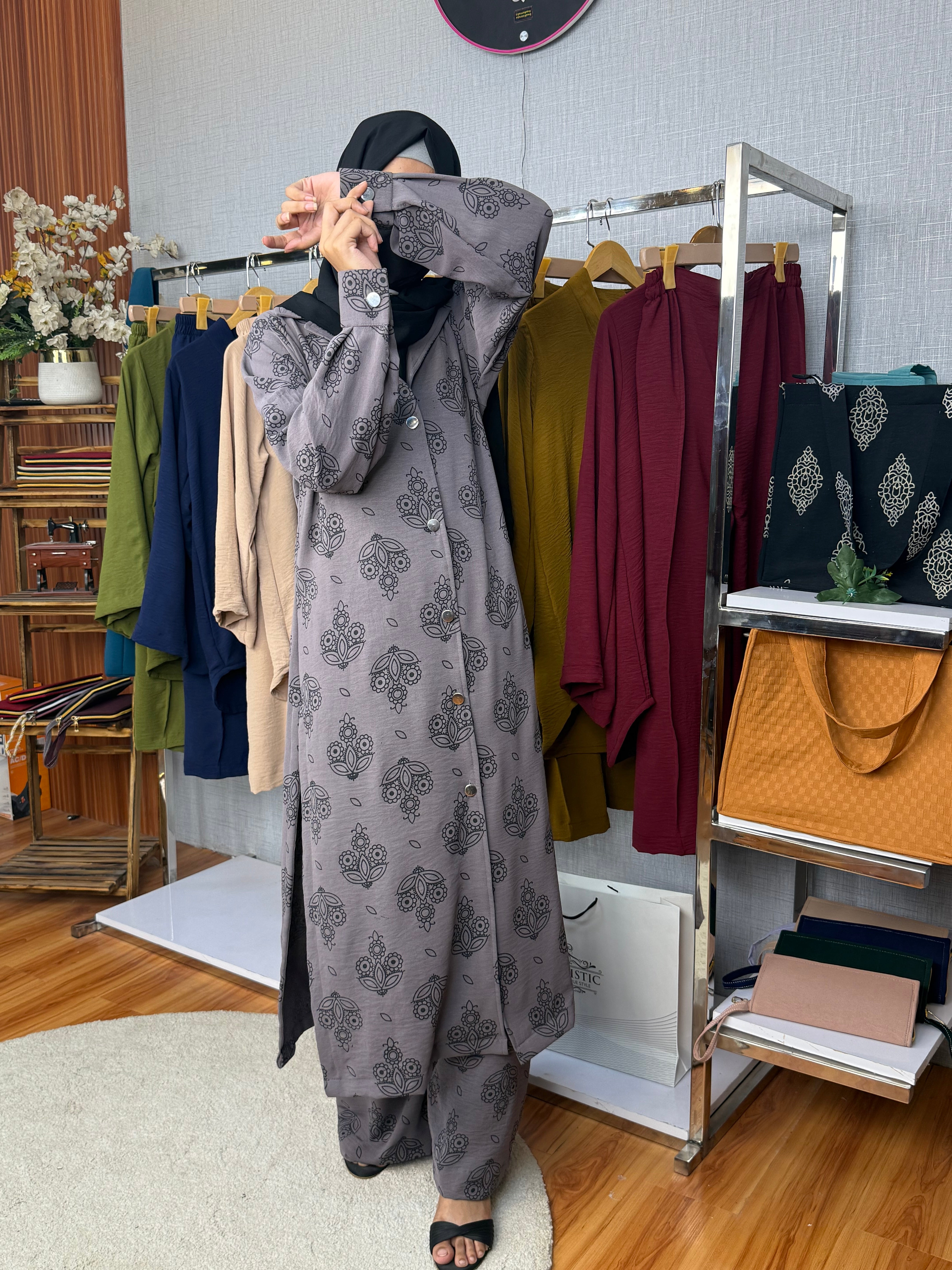 Elegant Bloom Printed Modest Co-Ord Set