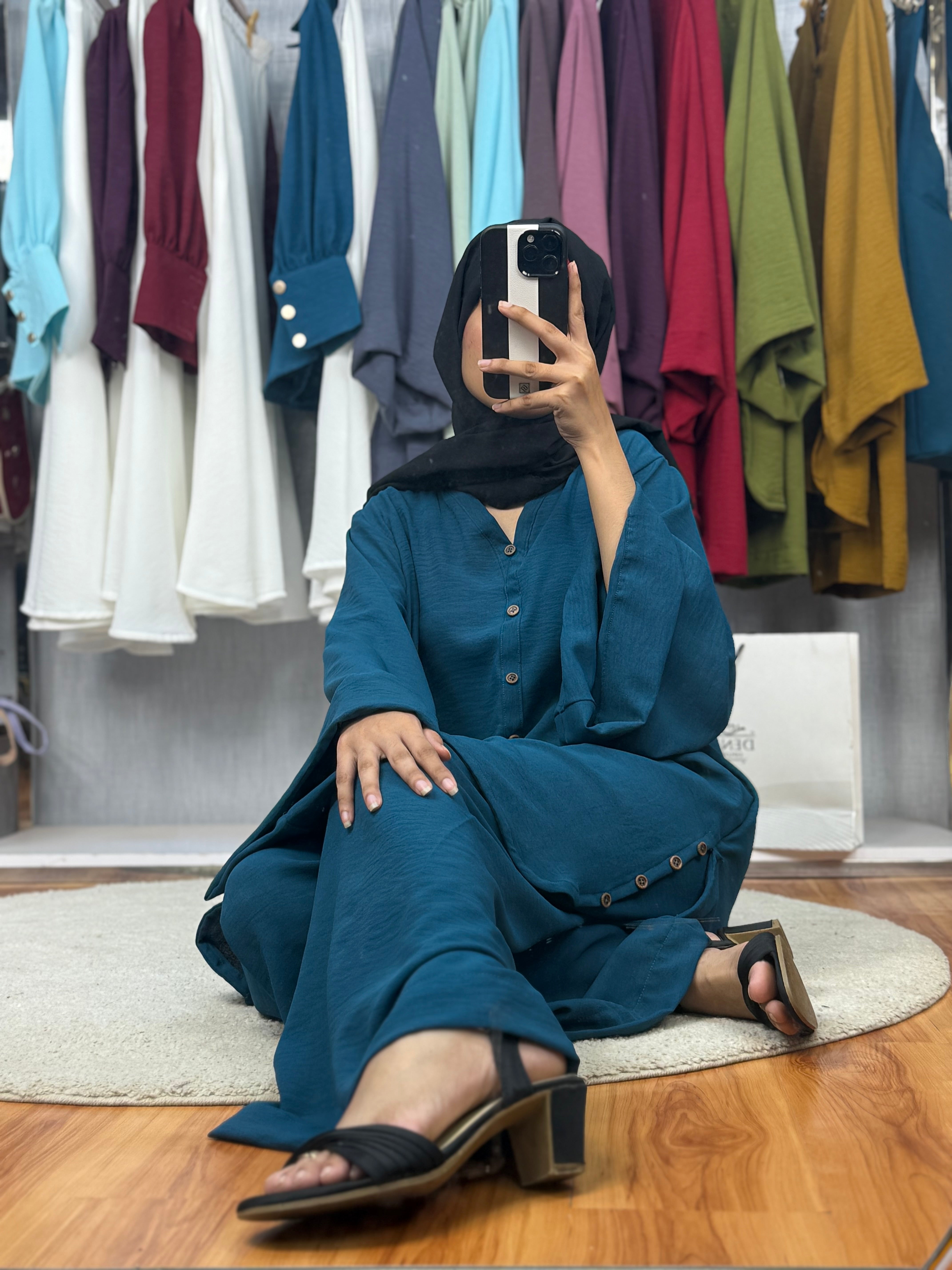 Elegant Teal Modest Co-Ord Set