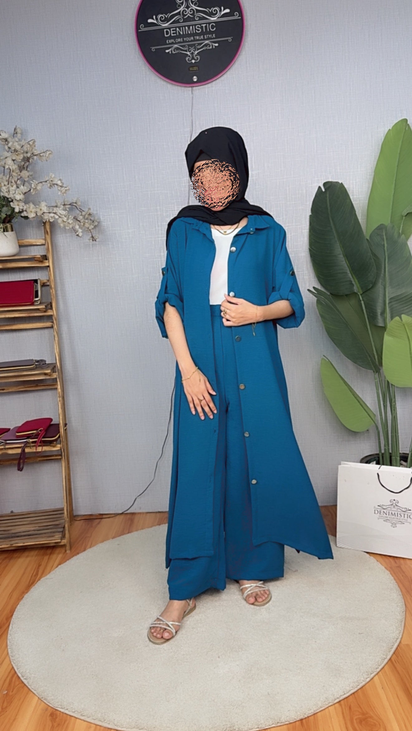 Ocean Blue Button-Down Co-Ord Set