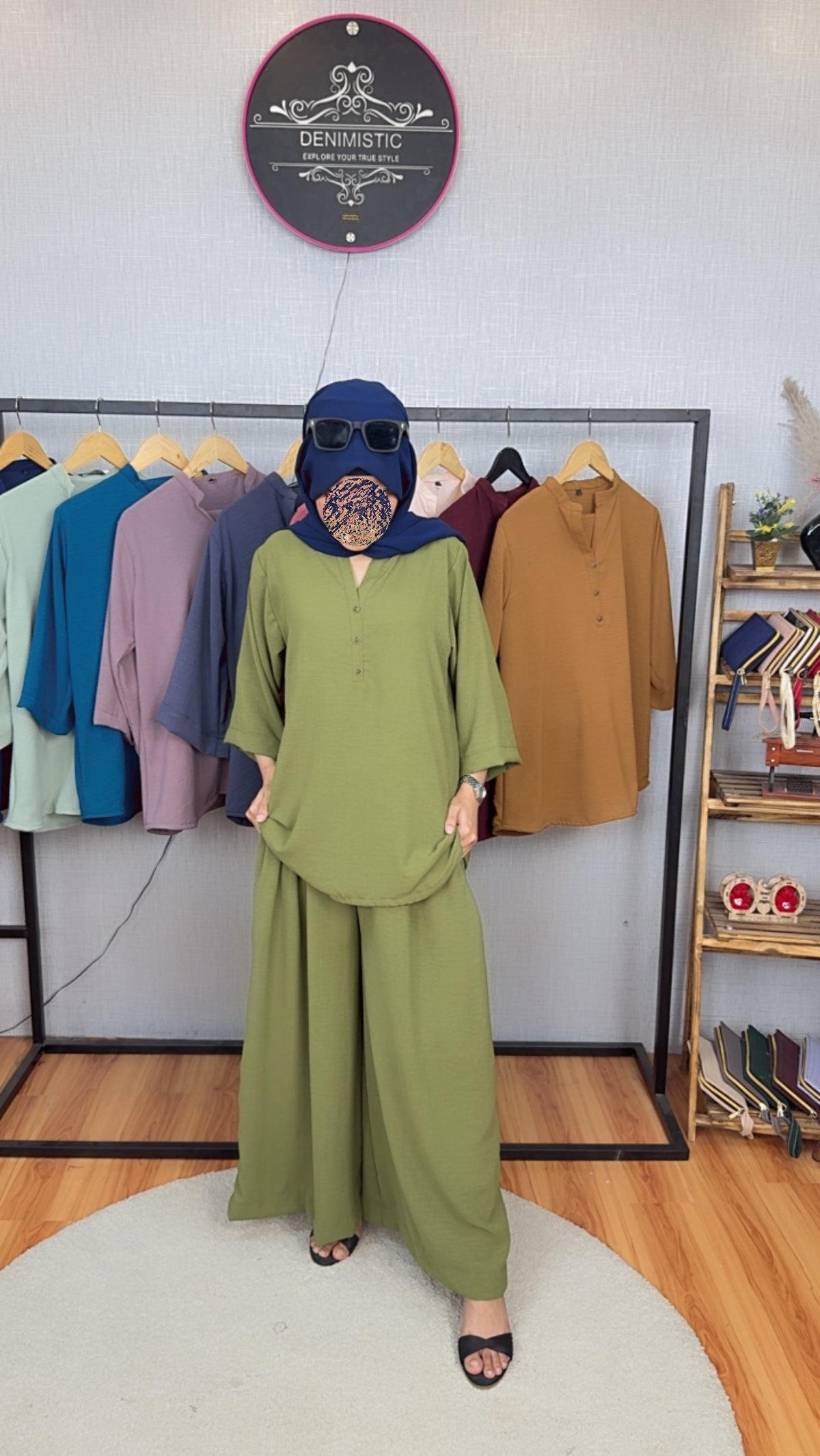 Olive Grace Wide-Leg Co-Ord Set