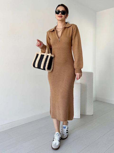 ALMA ZIPPERED COLLAR DRESS